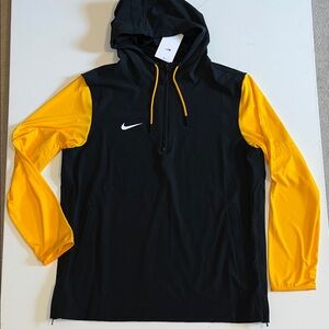 Nike Pregame 1/4 Zip Player Hoodie Jacket Black Yellow Men`s Size L FJ9536-015